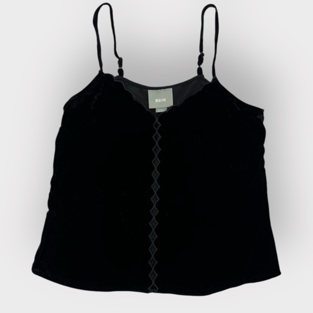 Maeve Anthropologie Black Velvet Cutout Womens Tank Top Size XS